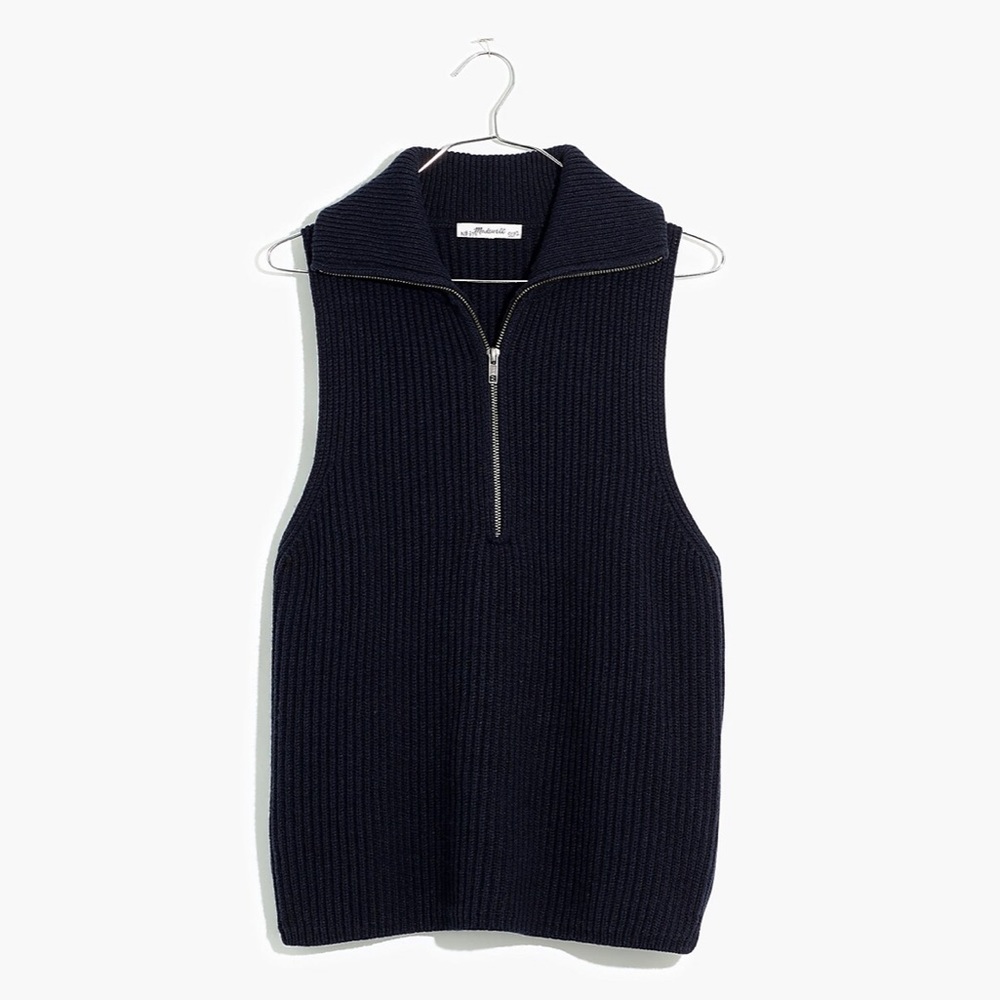 Madewell Half-Zip Sweater Vest, Navy, XS